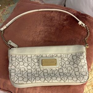 Calvin Klein White Monogram Clutch